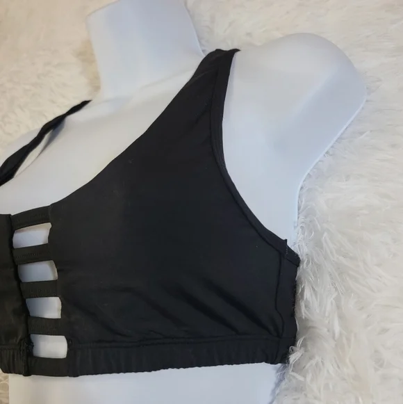 PINK Victoria's Secret Sleek Strappy Cage Black Sports Bra Small - Picture 5 of 13